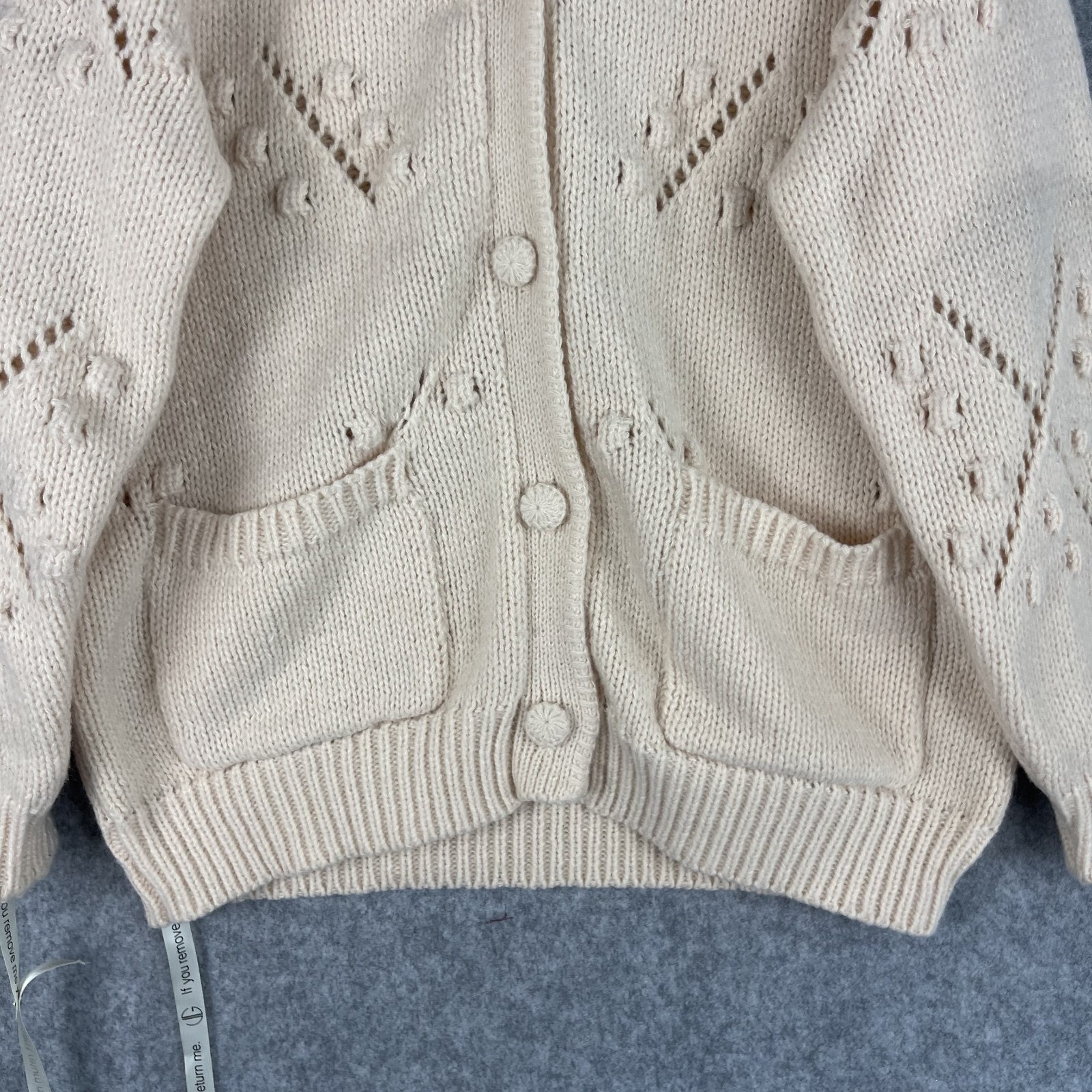 Vita Grace Lucia Cardigan Sweater Womens One Size Beige Swiss Chunky Knit Nwt — image 3 of 8
